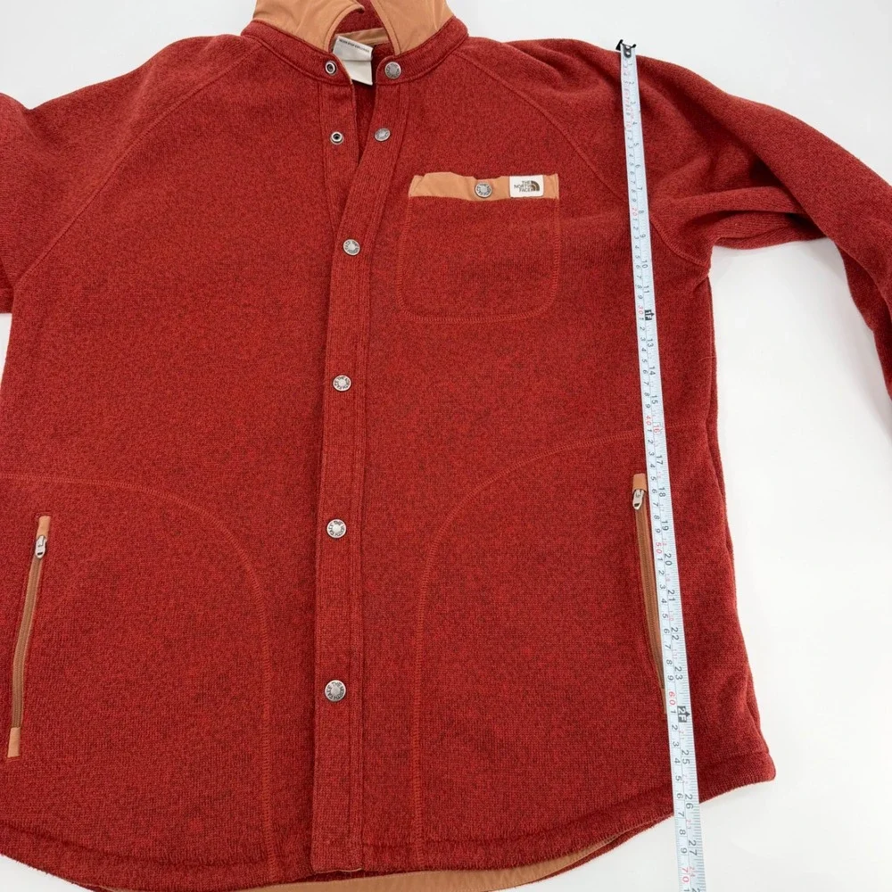 The North Face Mens Gordon Lyons Shacket Brick Red Fleece Snap Front Jacket L